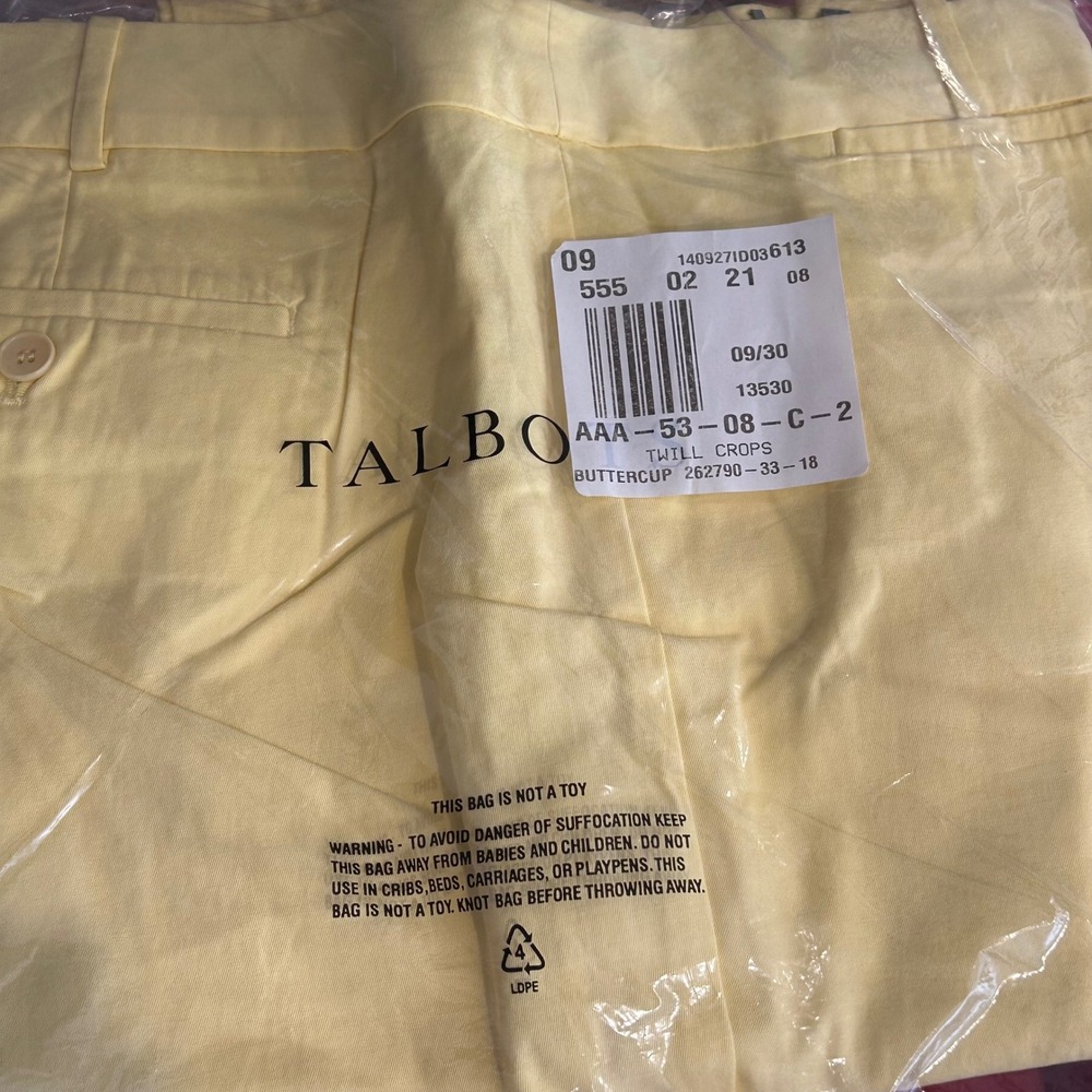 Talbots Signature Twill Crops Yellow Buttercup Pants Womens 18 New - Picture 12 of 12